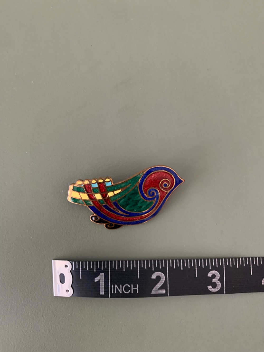Vintage Tara Ware Enamel Bird Brooch - Multicolor Cloisonné Style - Picture 4 of 4